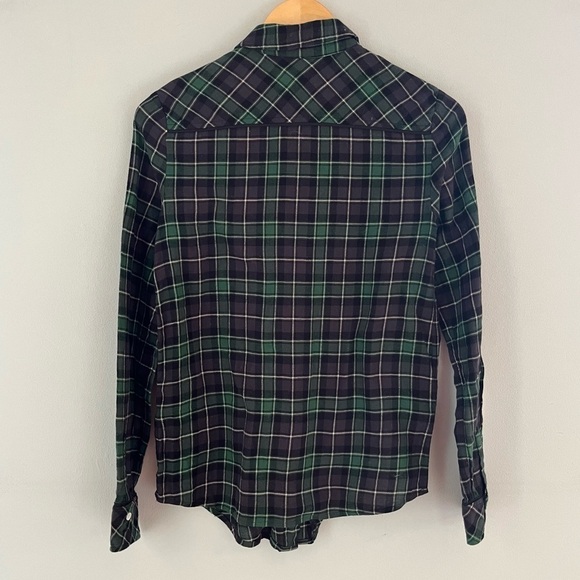 Elizabeth and James Plaid Flannel Button Down in Green/Blue - Picture 3 of 8
